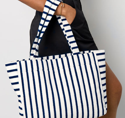 Striped beach bag Navy