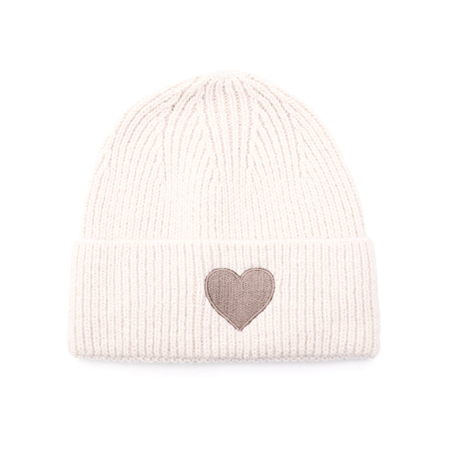 Beenie met hartje Beige