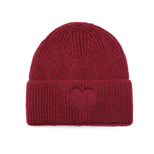 Beenie met hartje Bordeaux