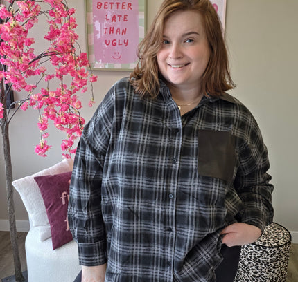Ruitblouse met leatherpocket (In 3 kleuren)