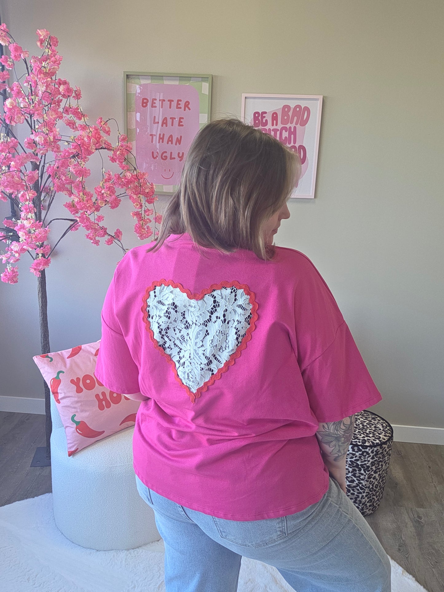 Lace Heart Tee's (In 3 kleuren)