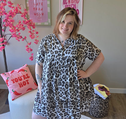 Leopard wafel jurk (In 2 kleuren)