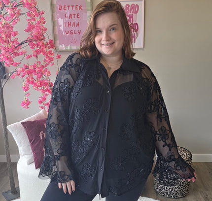 Flower Mesh Flair Blouse (In 3 kleuren)