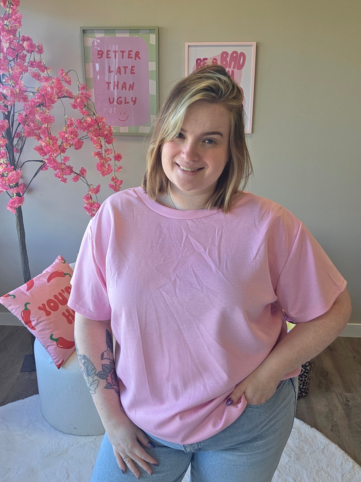 T-Shirt met Kant V-Rug  (In 4 kleuren)