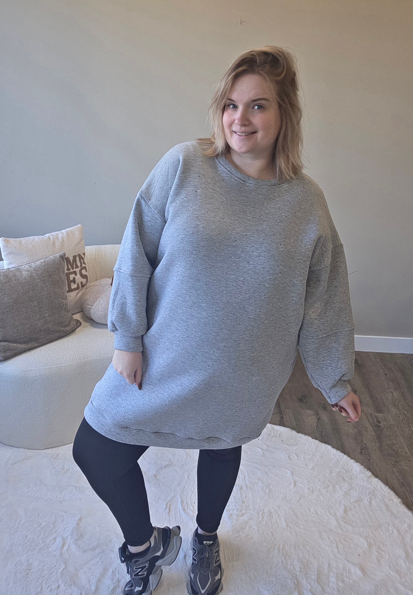 Life Isnt Perf Sweater Dress met Rhinestones (in 2 kleuren)