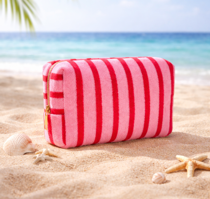 Striped Make-up bag Pink