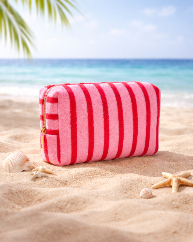 Striped Make-up bag Pink