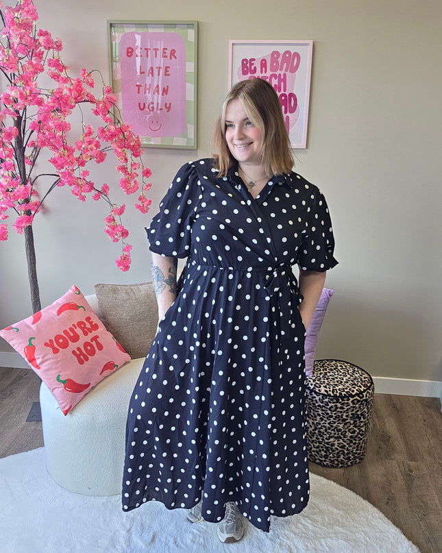 Wikkel Dot Jurk (In 3 kleuren)