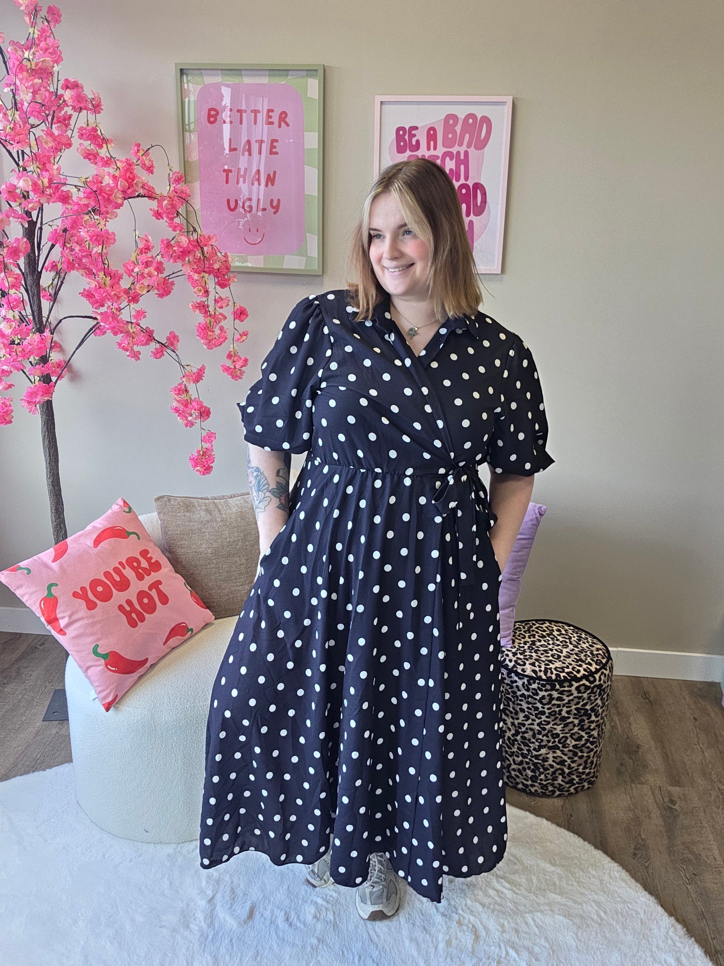 Wikkel Dot Jurk (In 3 kleuren)