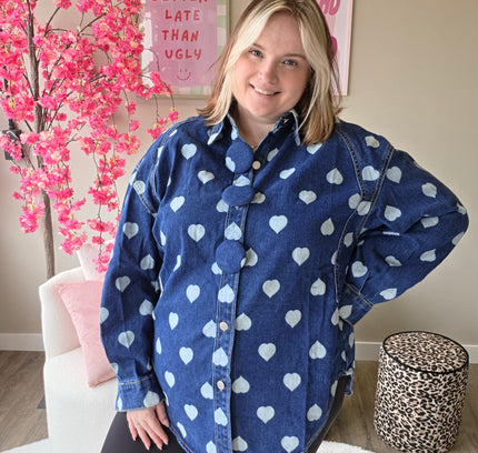 Hartjes Jeans Blouse (In 2 kleuren)
