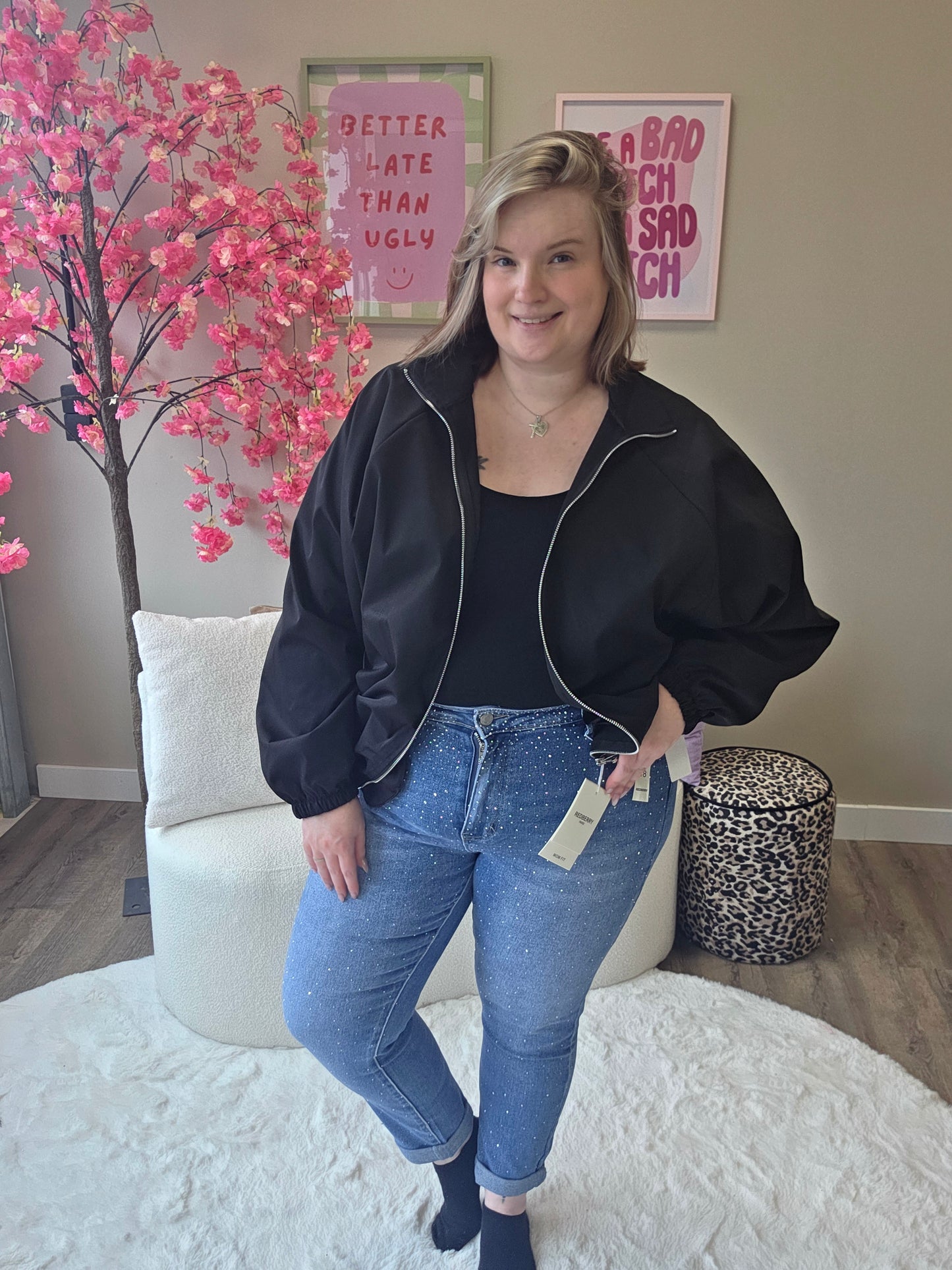 Redberry Glitter Mom Jeans | SA108