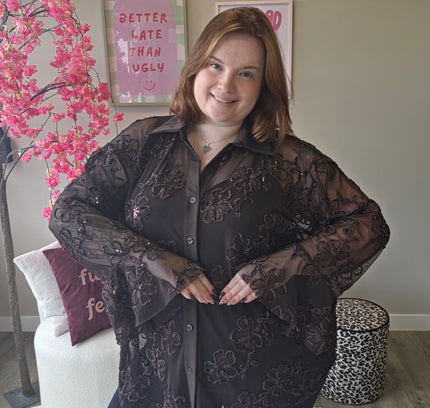 Flower Mesh Flair Blouse (In 3 kleuren)