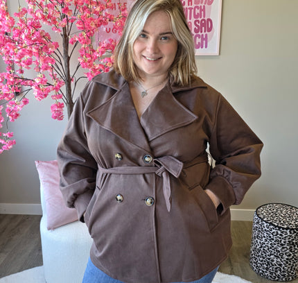 Suedelook trenchcoats Kort (In 2 kleuren)
