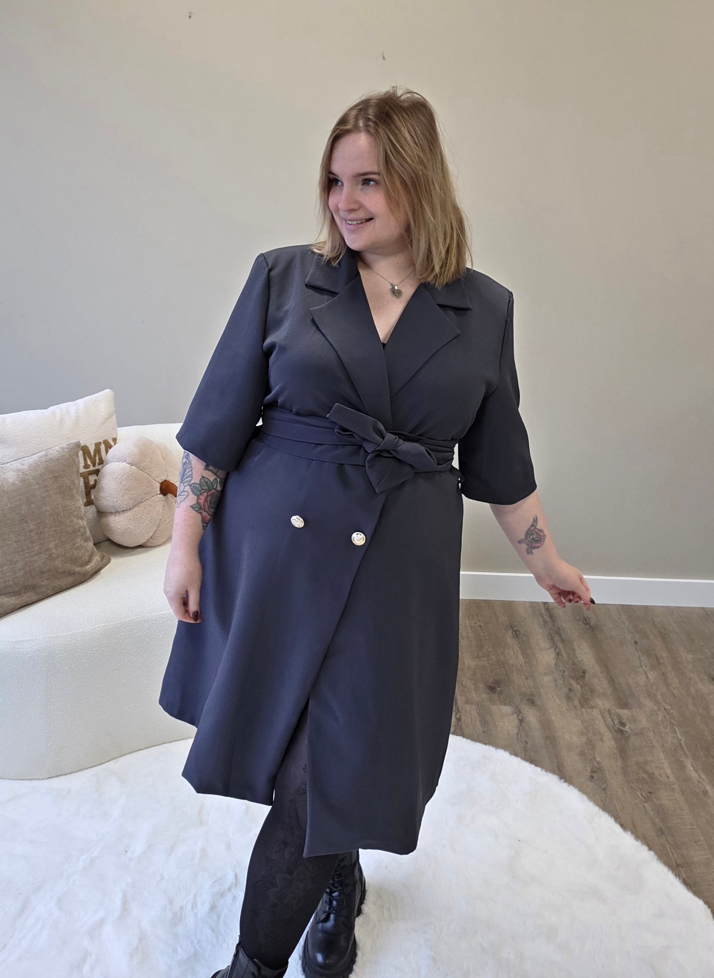 Nikki Curvelly Exclusive Blazer Dress Dark Gray