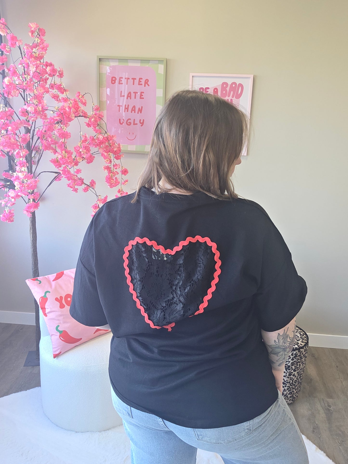 Lace Heart Tee's (In 3 kleuren)