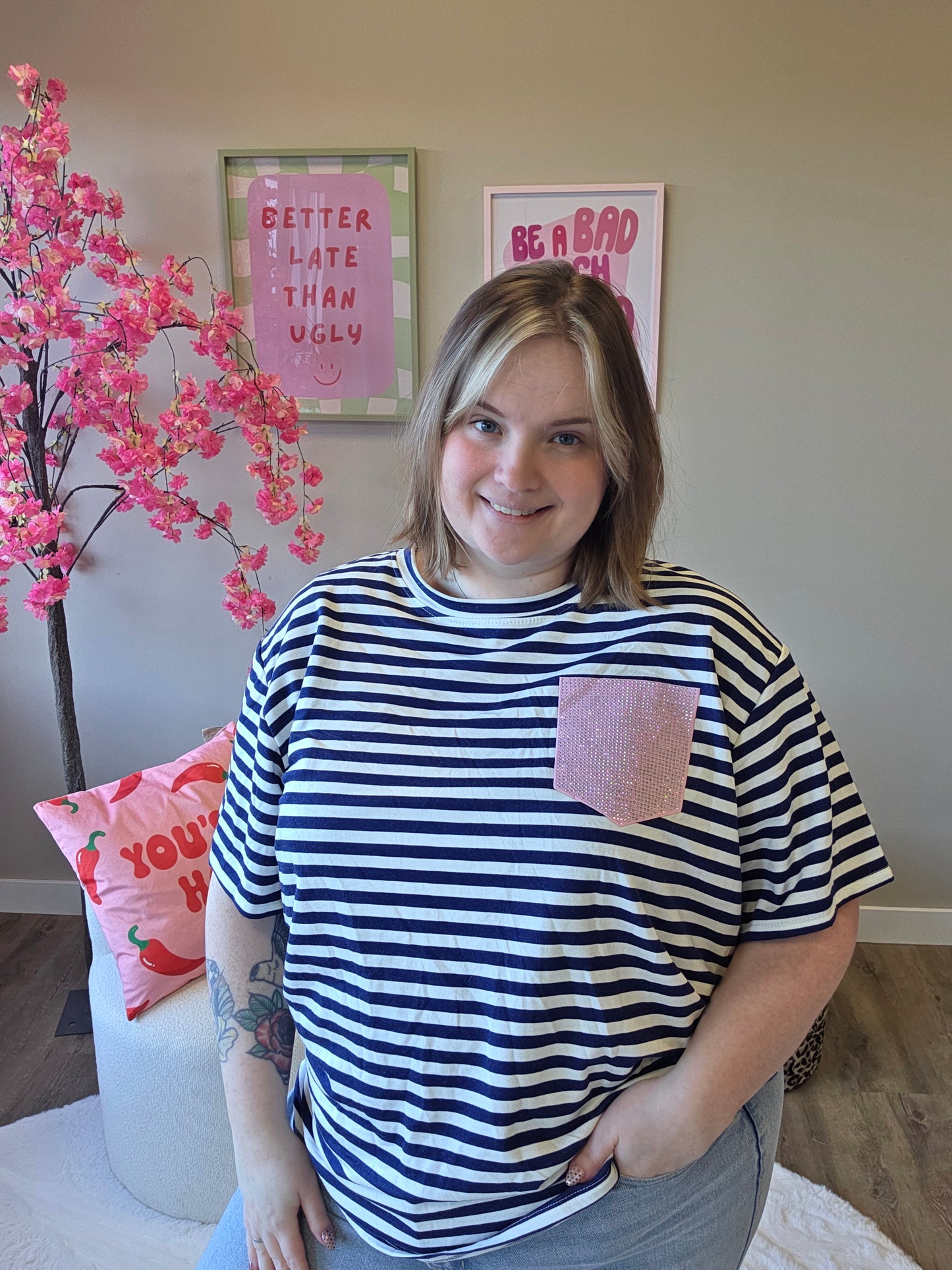 Stripe Tee's Met Glitter (In 5 kleuren)