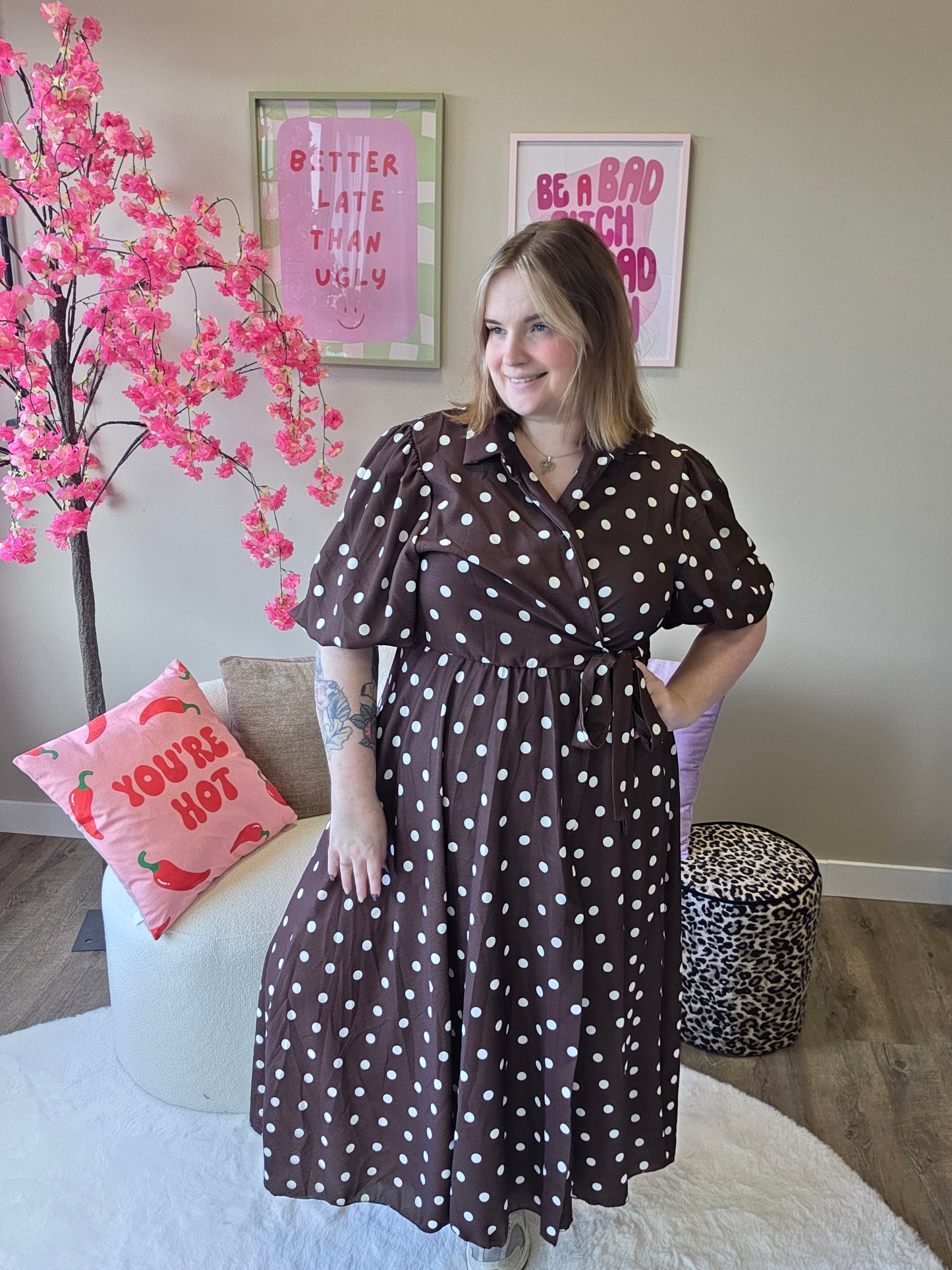 Wikkel Dot Jurk (In 3 kleuren)