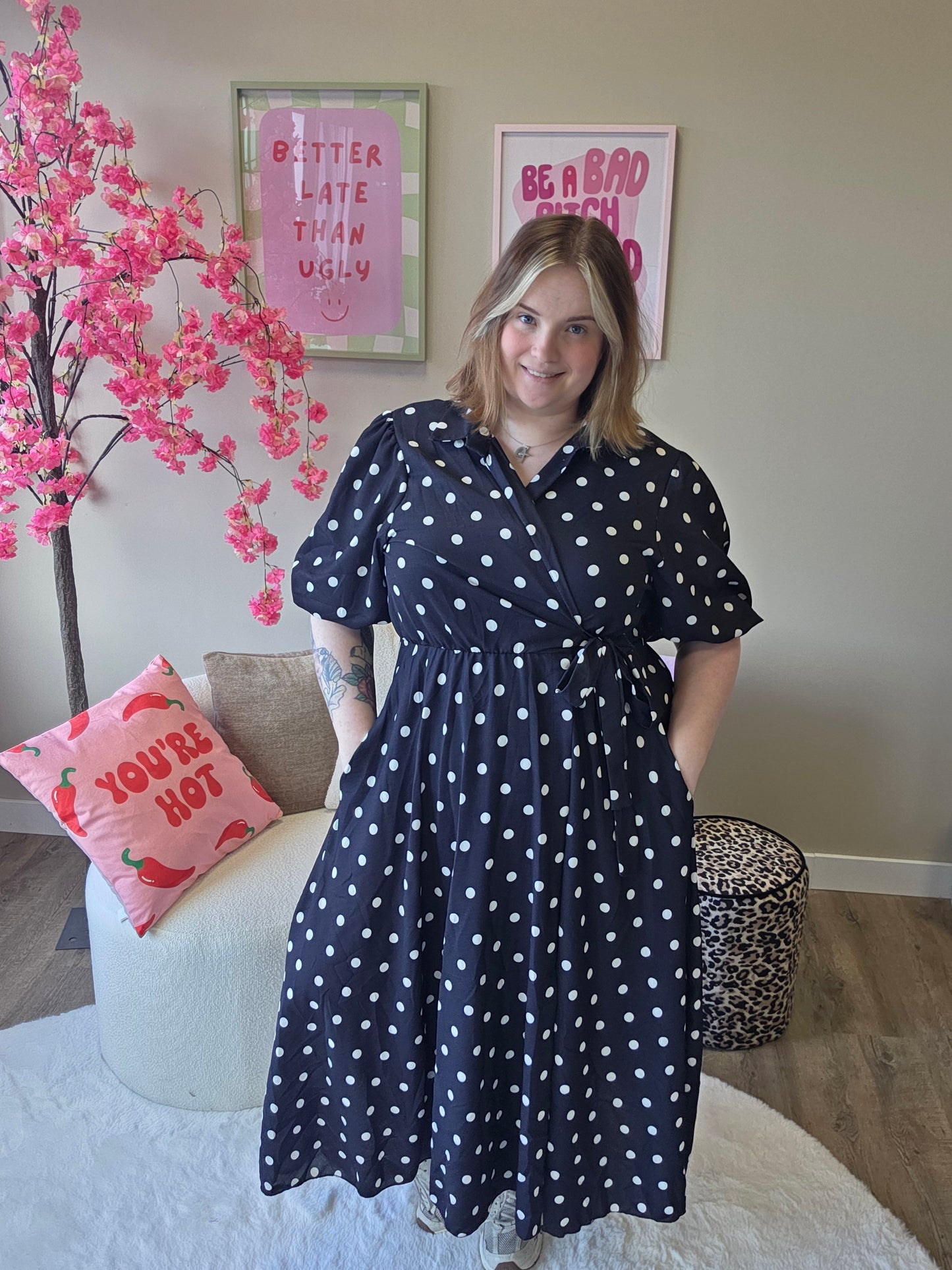 Wikkel Dot Jurk (In 3 kleuren)