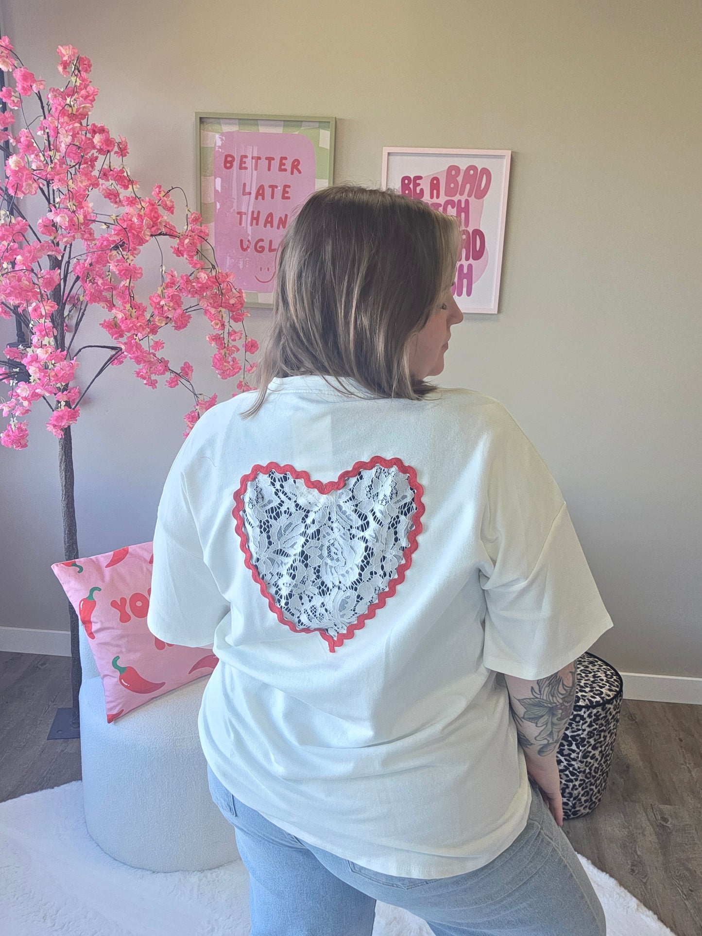 Lace Heart Tee's (In 3 kleuren)